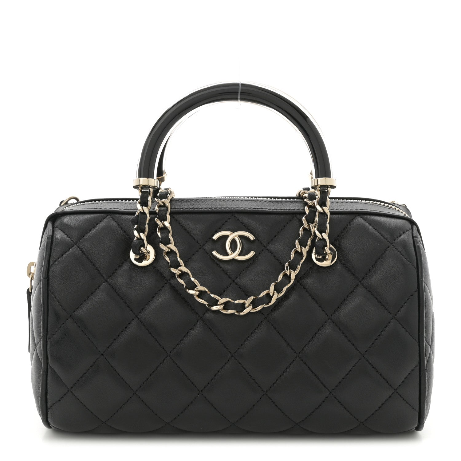 Chanel Lambskin Quilted Mini Bowling Bag Black 1 of 10