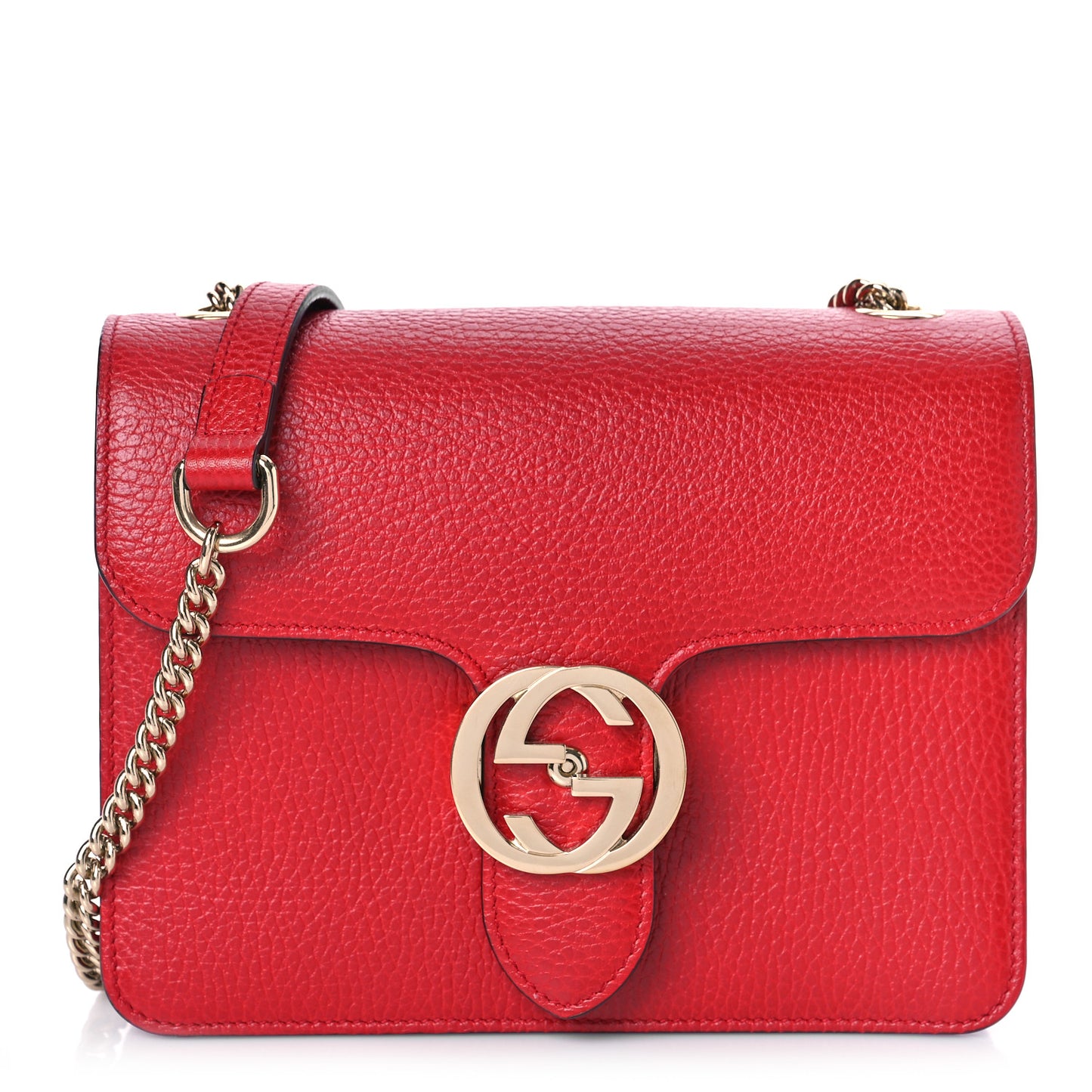 Dollar Calfskin Small Interlocking G Shoulder Bag Red