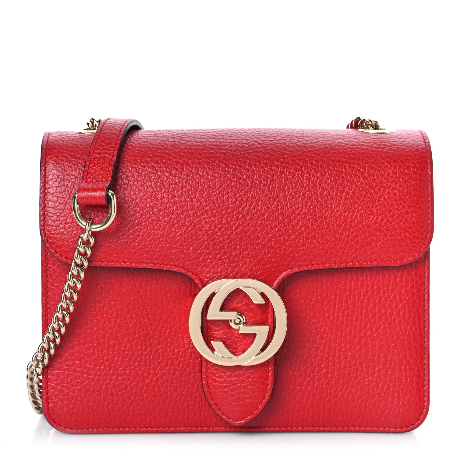 Gucci Dollar Calfskin Small Interlocking G Shoulder Bag Red 1 of 9
