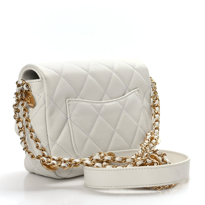 Chanel Caviar Quilted Small Twist Your Buttons Flap White 3 of 9