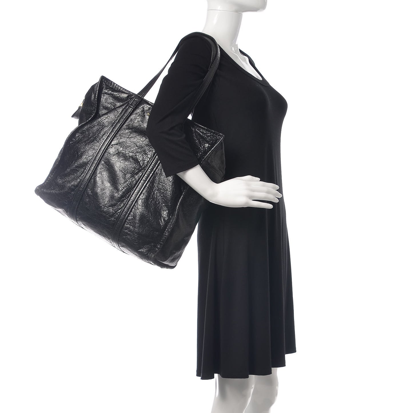 Agneau Medium Bazar Shopper Tote Black