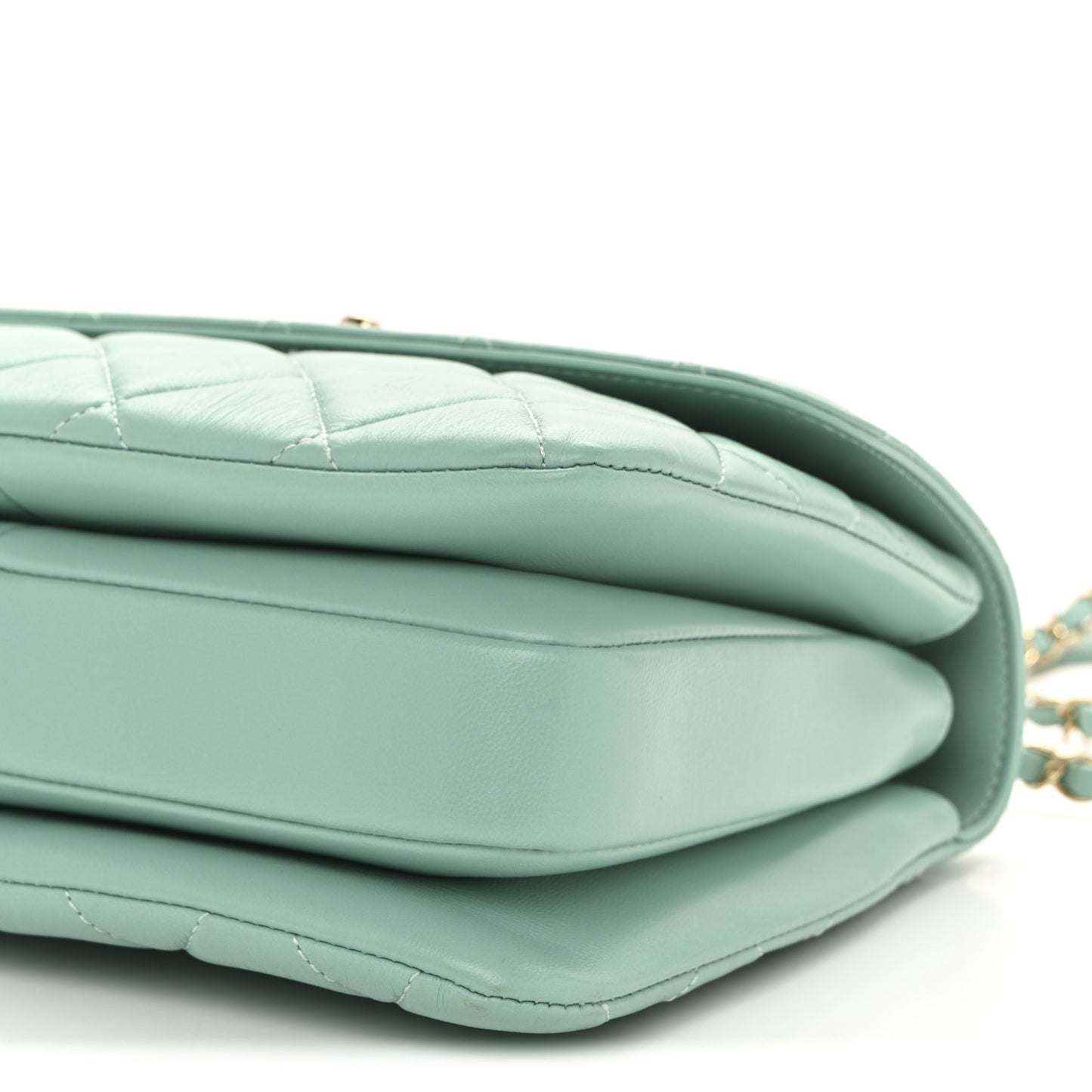 Lambskin Quilted Small Trendy CC Flap Dual Handle Bag Turquoise