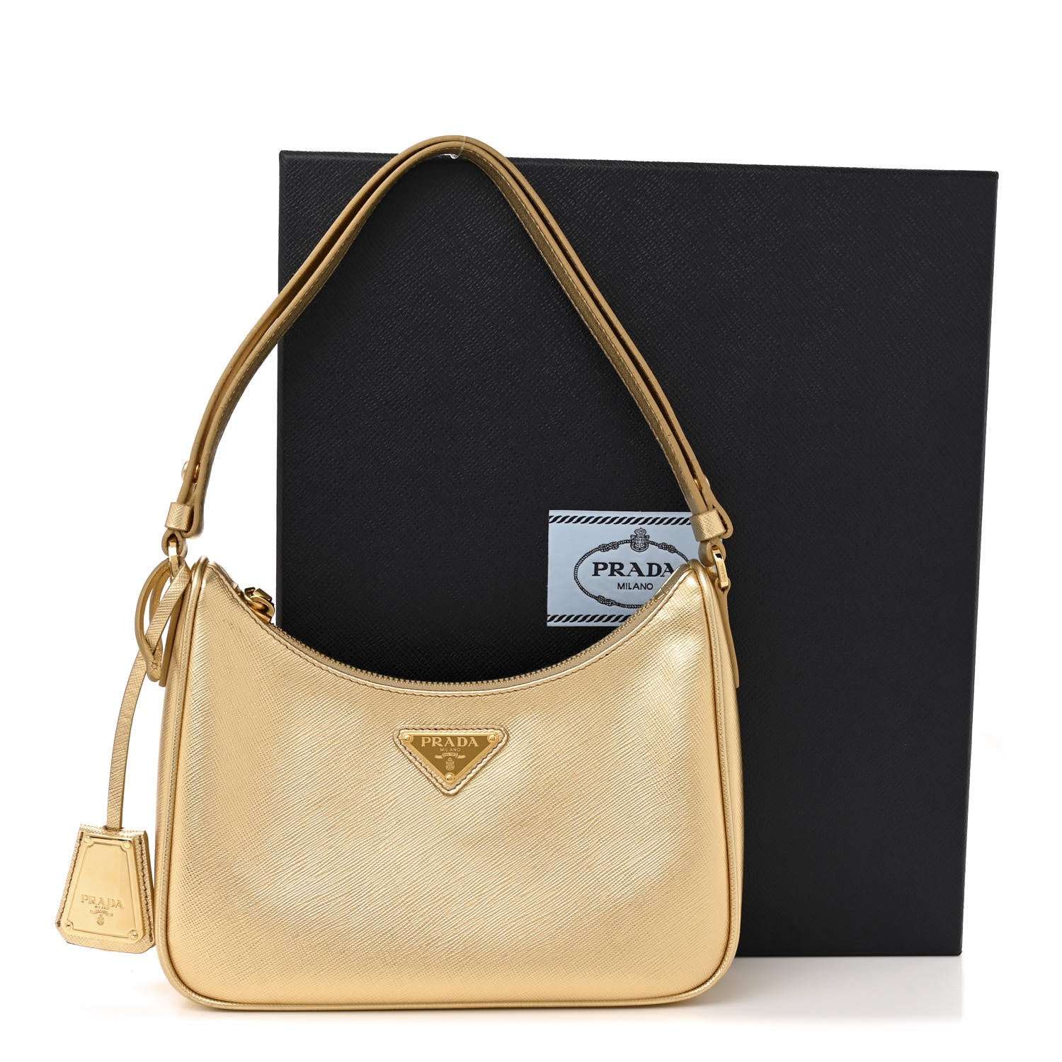 Prada Saffiano Lux Mini Re-Edition Shoulder Bag Platino 13 of 13