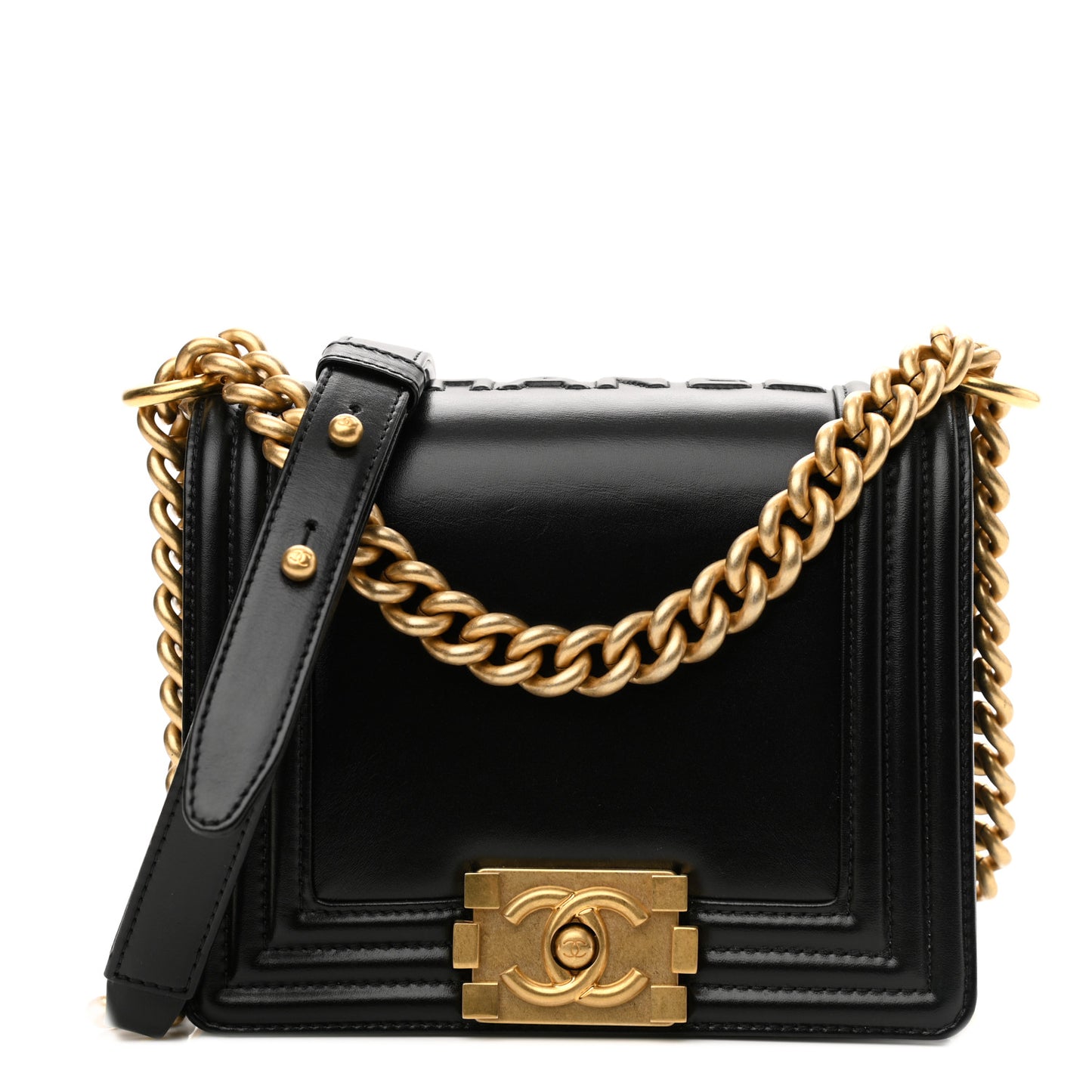 Calfskin Mini Boy Flap Black