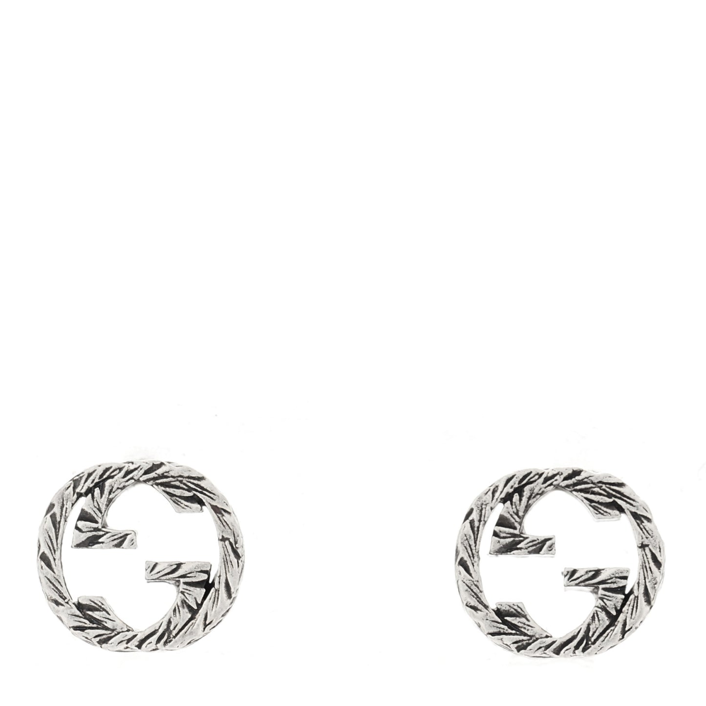 Sterling Silver Textured Interlocking G Stud Earrings