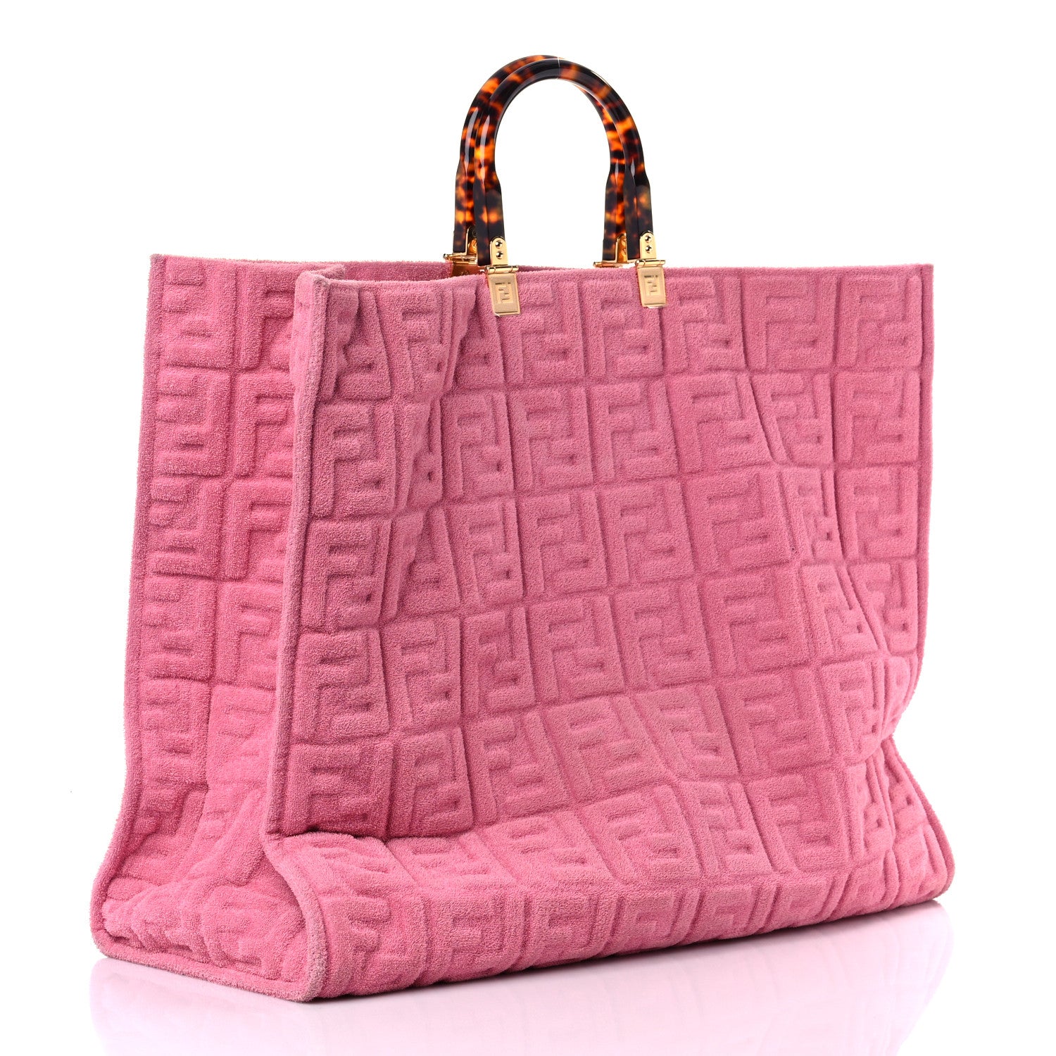 Fendi Terrycloth Plexiglass FF Embossed XL Fendi Sunshine Shopper Tote Lollypop 3 of 14