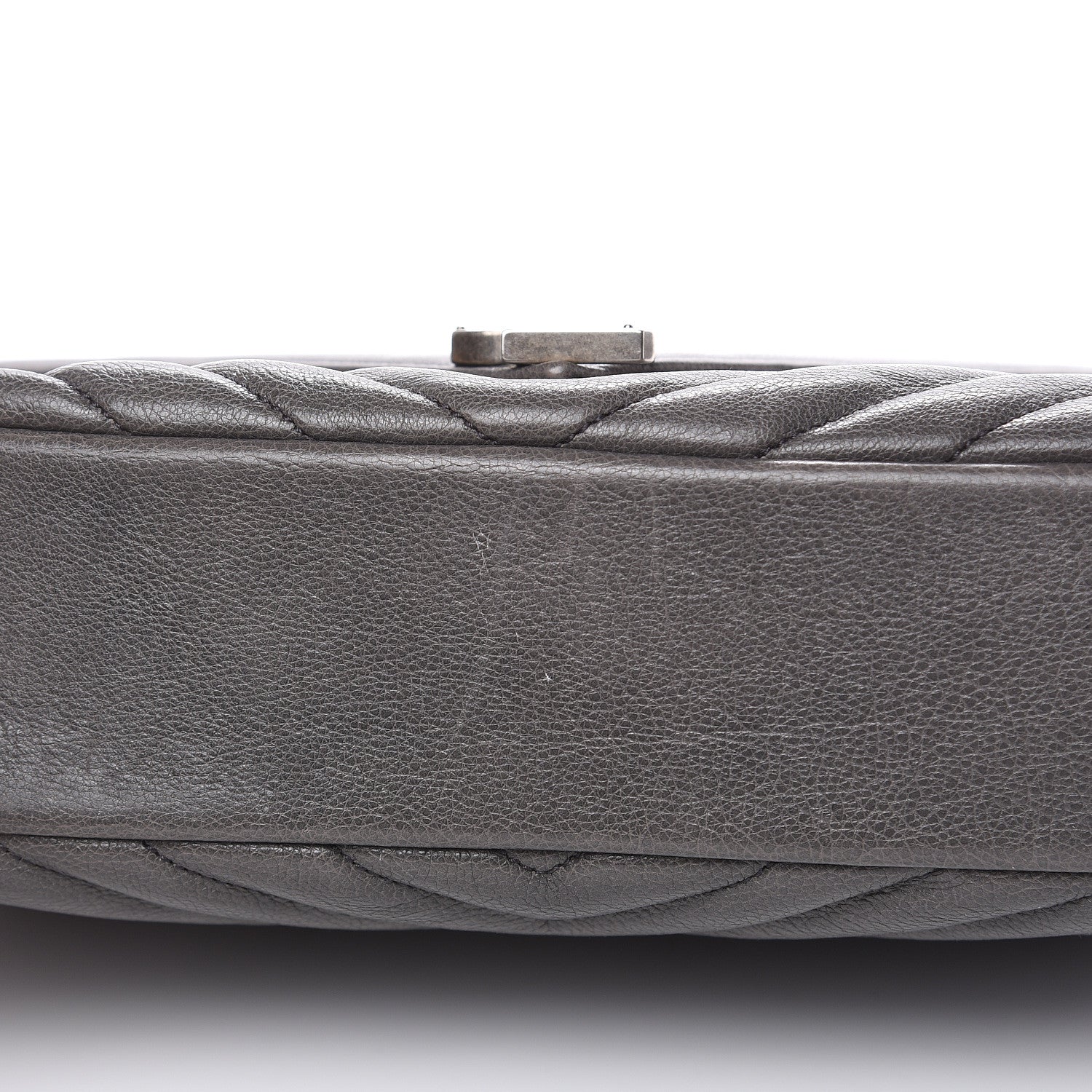 Saint Laurent Sheepskin Matelasse Chevron Monogram Medium College Bag Light Coal 10 of 17