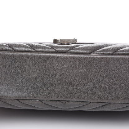Saint Laurent Sheepskin Matelasse Chevron Monogram Medium College Bag Light Coal 10 of 17