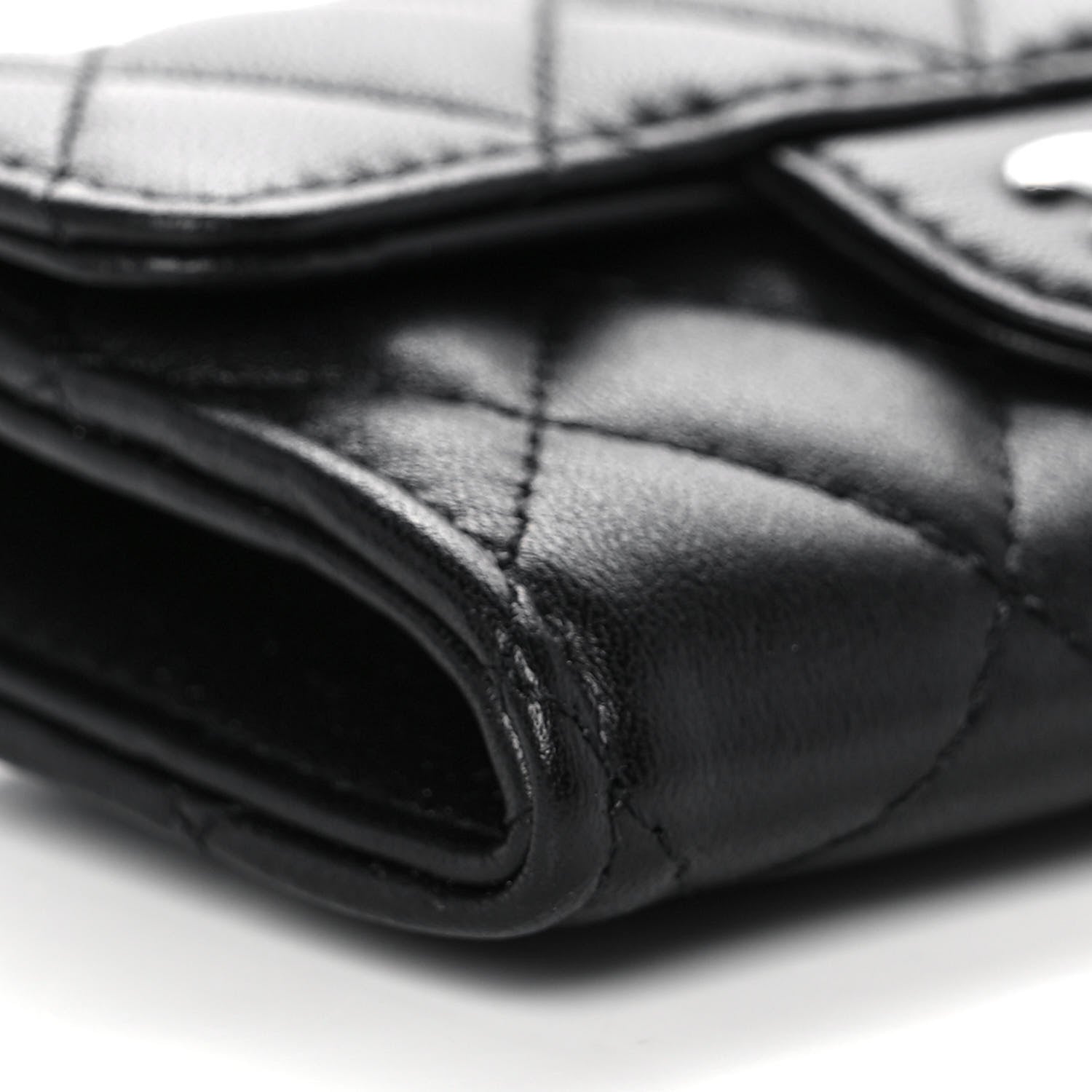 Chanel Lambskin Quilted Flap Card Holder Wallet Black 10 of 12