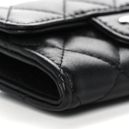 Chanel Lambskin Quilted Flap Card Holder Wallet Black 10 of 12
