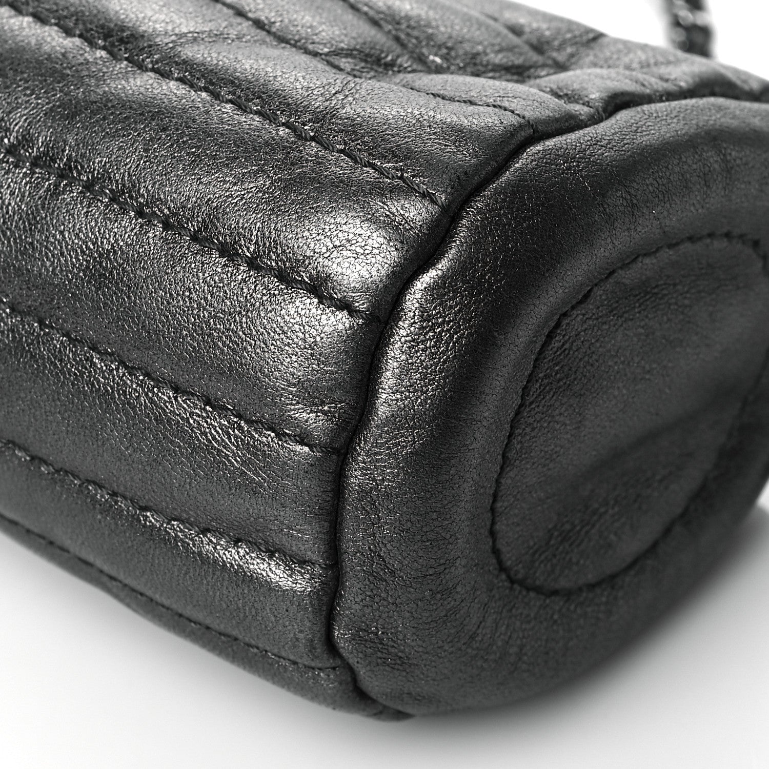 Chanel Metallic Lambskin Horizontal Quilt Pochette Dark Grey 10 of 10