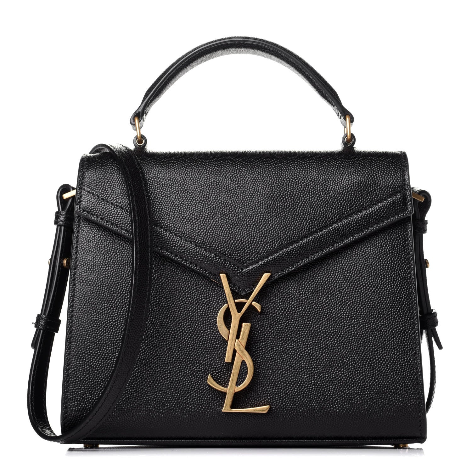 Saint Laurent Grain de Poudre Mini Classic Monogram Cassandra Top Handle Black 1 of 9