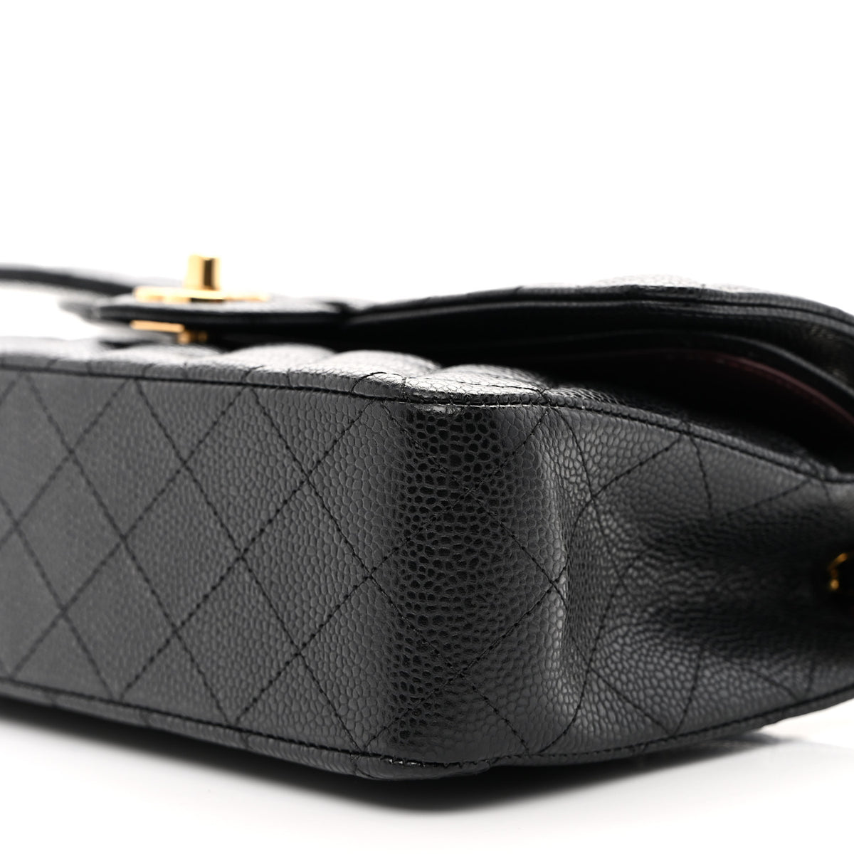 Caviar Quilted Medium Double Flap Black