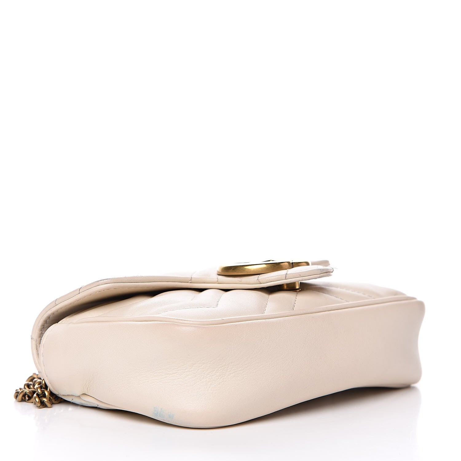 Gucci Calfskin Matelasse Super Mini GG Marmont Shoulder Bag White 4 of 17