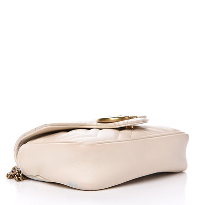 Gucci Calfskin Matelasse Super Mini GG Marmont Shoulder Bag White 4 of 17