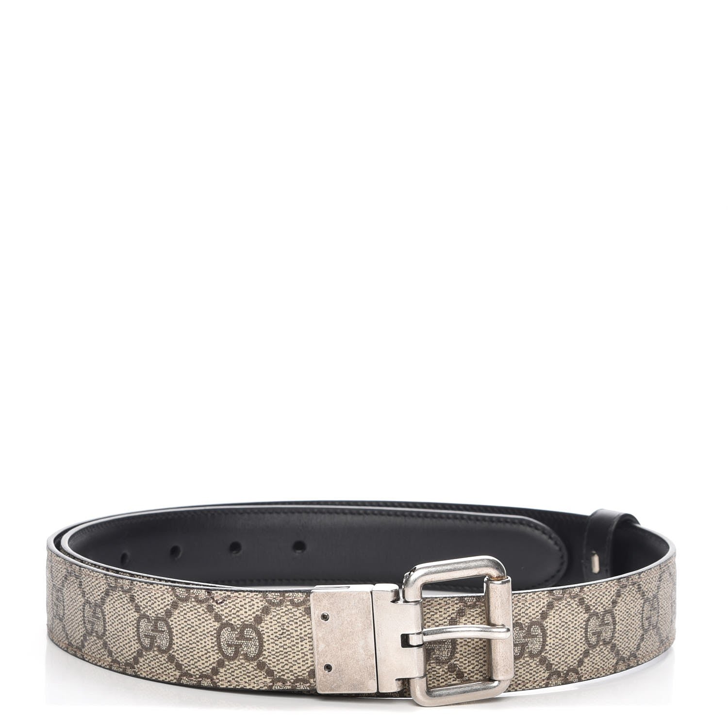 Gucci Selleria Calfskin GG Supreme Monogram Reversible 30mm Belt Black Beige Ebony 1 of 6