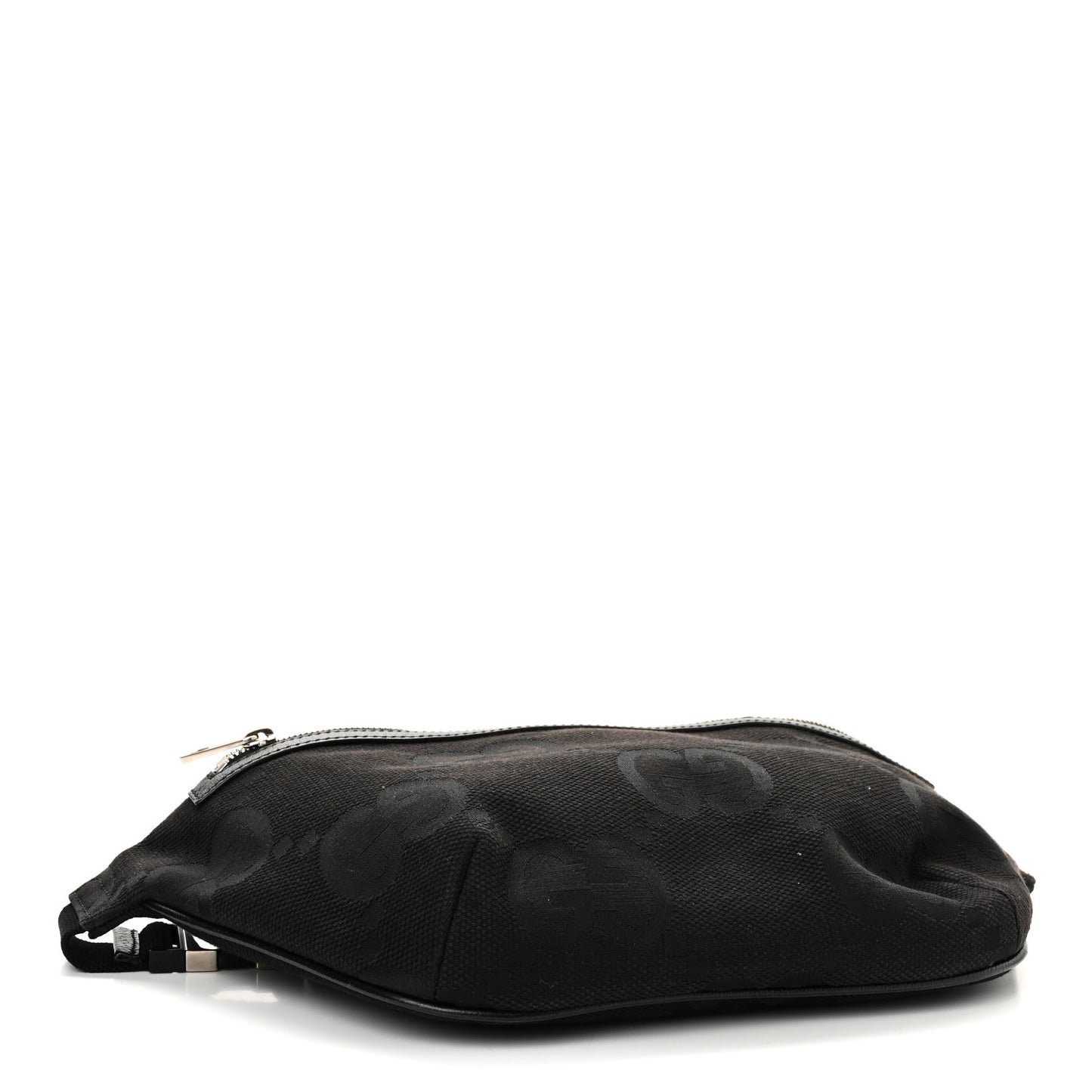 Monogram Jumbo GG Textured Dollar Calfskin Web Belt Bag Black