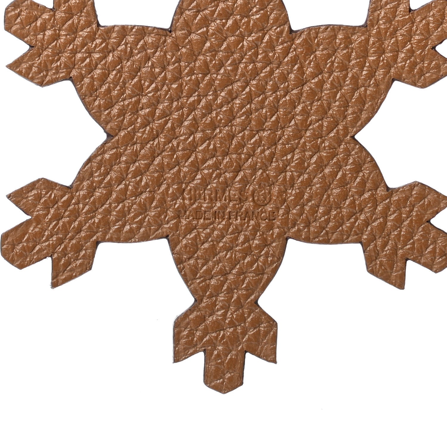 Hermes Togo Epsom Petit H Snowflake Bag Charm Rouge Toffee 3 of 3