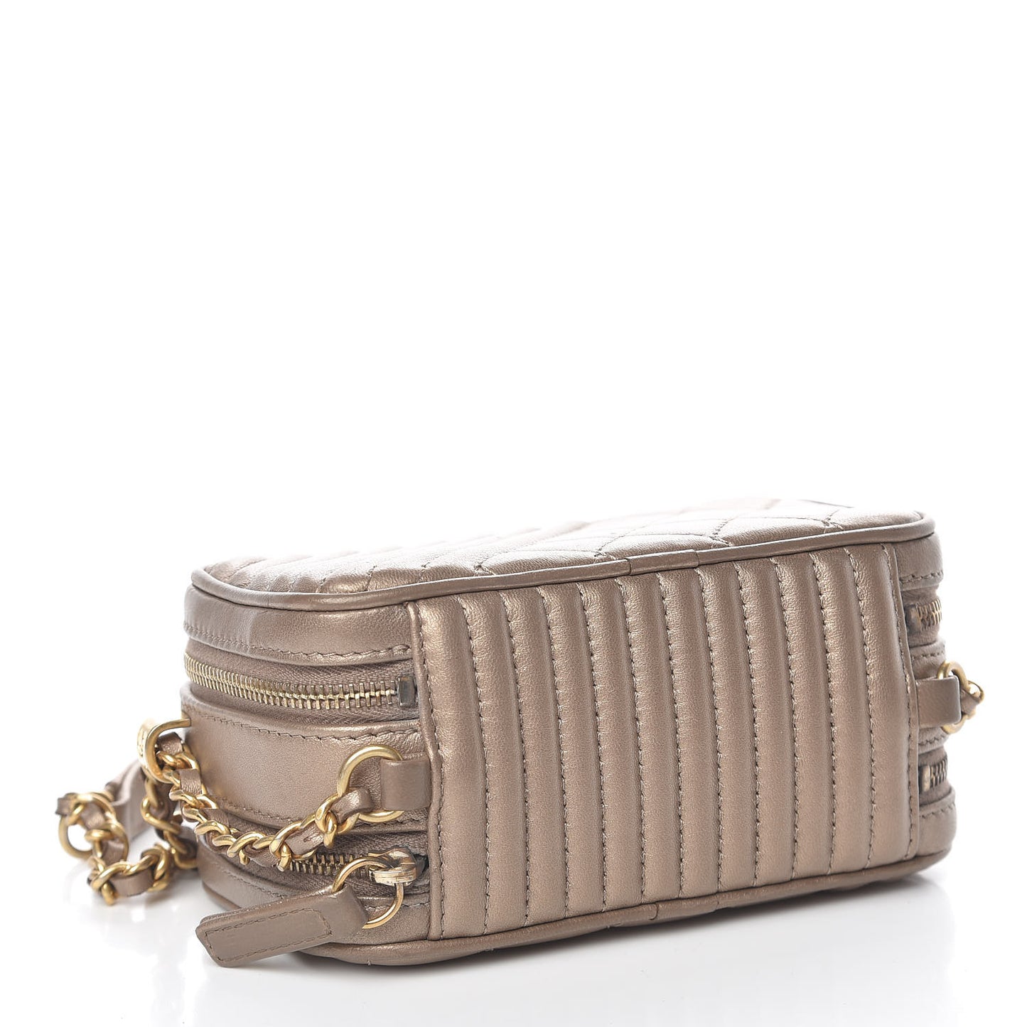 Metallic Lambskin Mini Coco Boy Camera Case Dark Gold