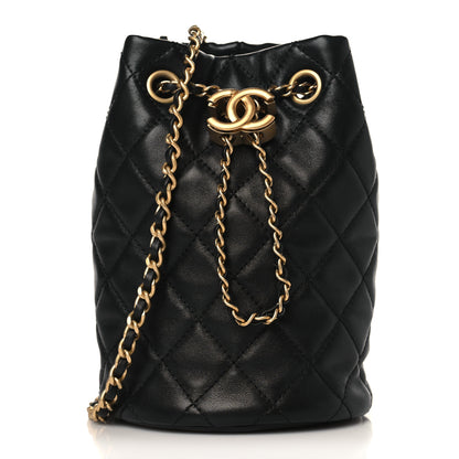 Chanel Lambskin Quilted Pearl Crush Drawstring Bag Black 1 of 9