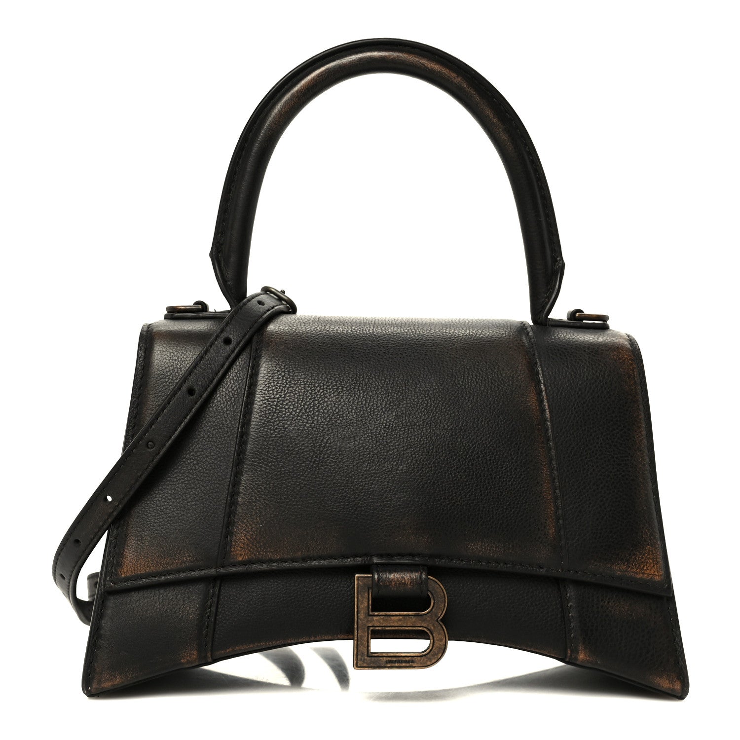Balenciaga Used Calfskin Small Hourglass Top Handle Bag Brown 1 of 11