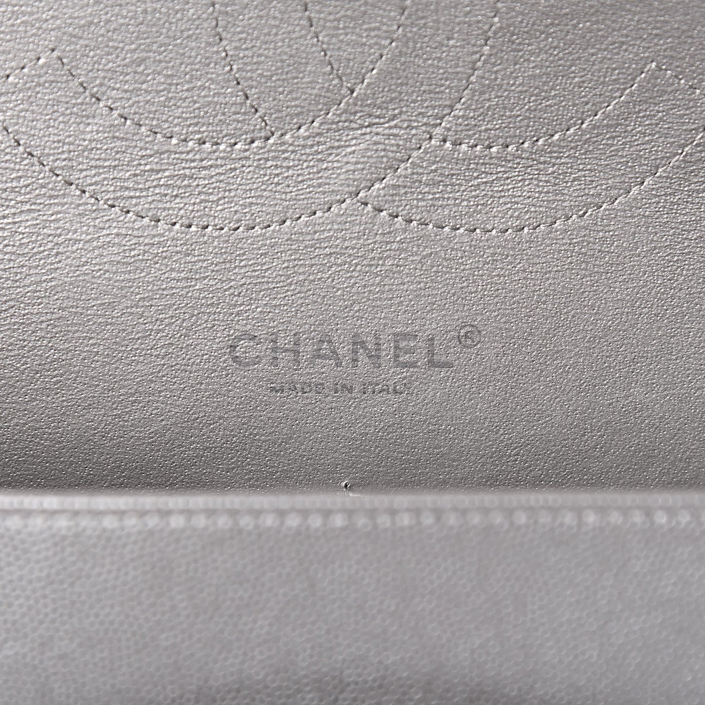 Metallic Caviar Chevron Quilted Jumbo Double Flap Silver
