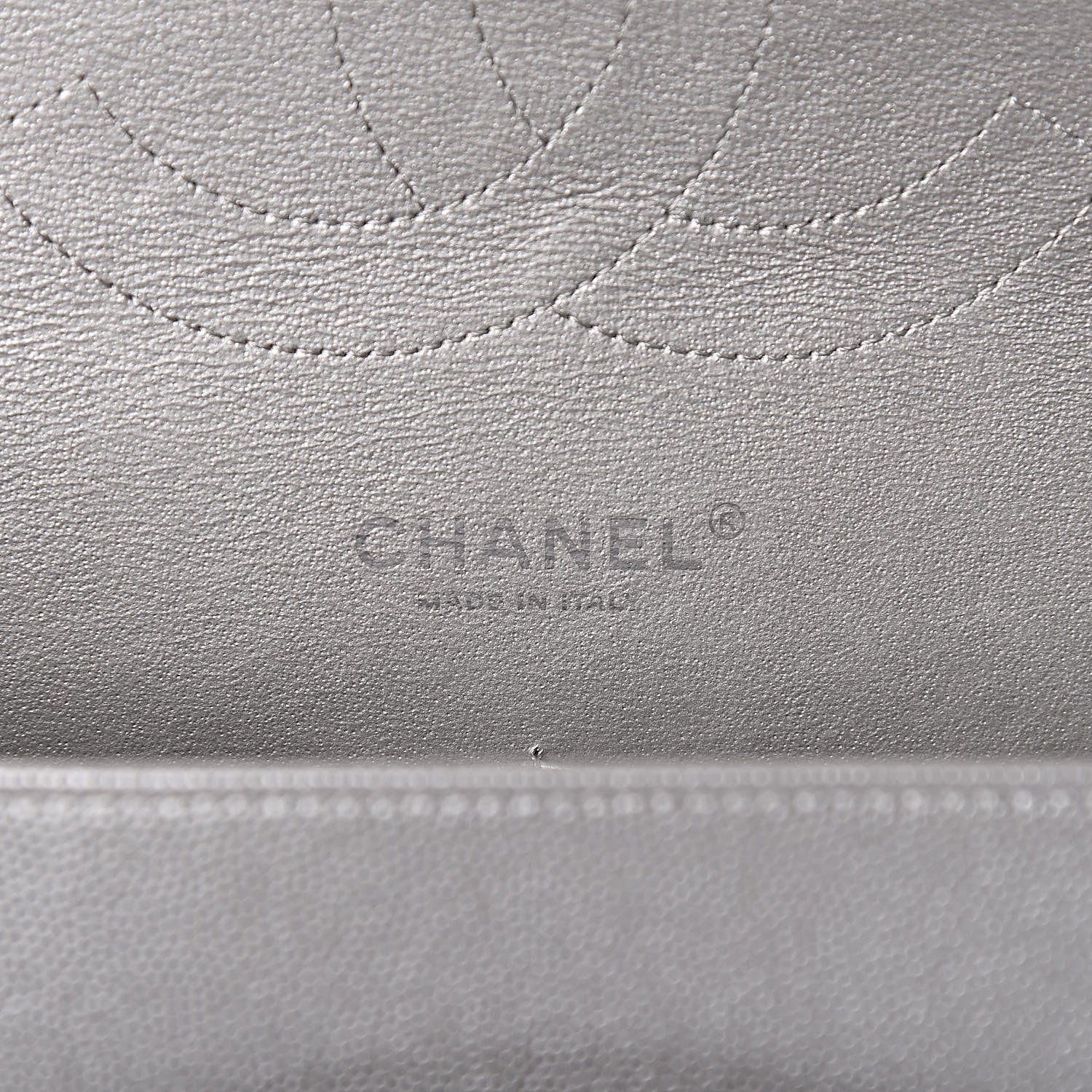 Chanel Metallic Caviar Chevron Quilted Jumbo Double Flap Silver 6 of 11
