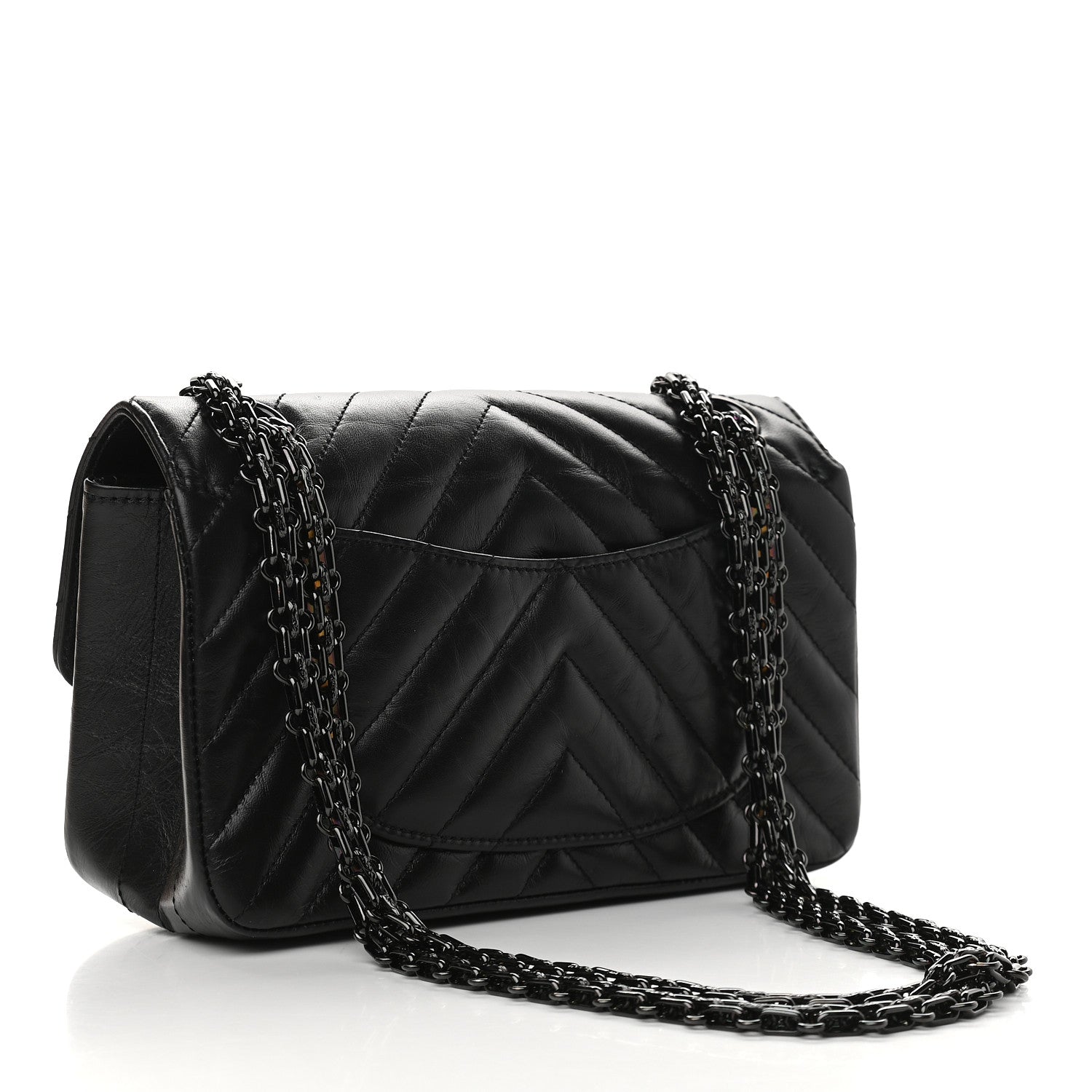 Chanel Aged Calfskin Chevron Quilted 2.55 Reissue Mini Flap So Black 3 of 10