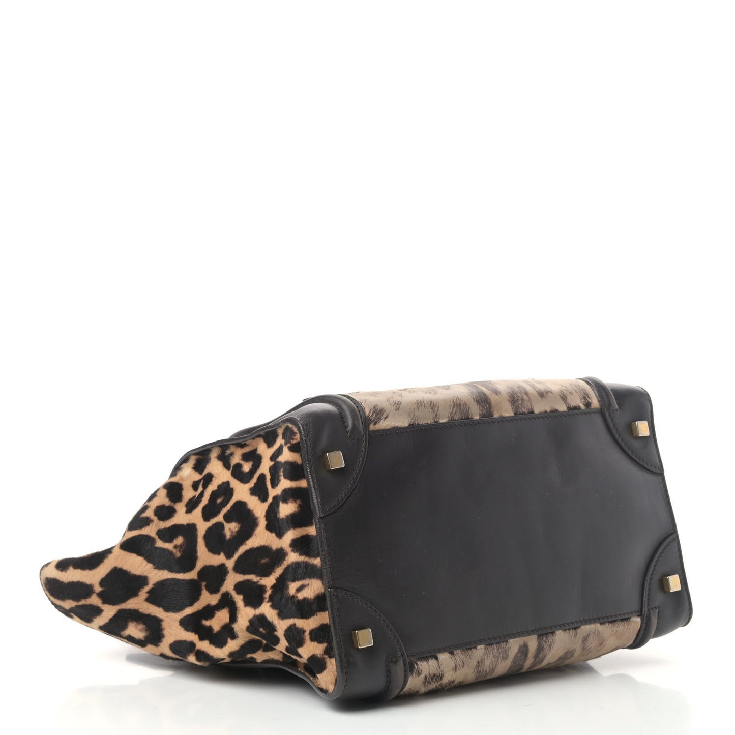Leopard Pony Hair Mini Luggage Black