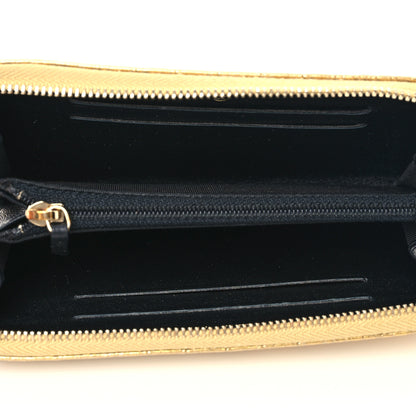 Chanel Metallic Calfskin Crocodile Embossed Small Zip Wallet Gold 4 of 6