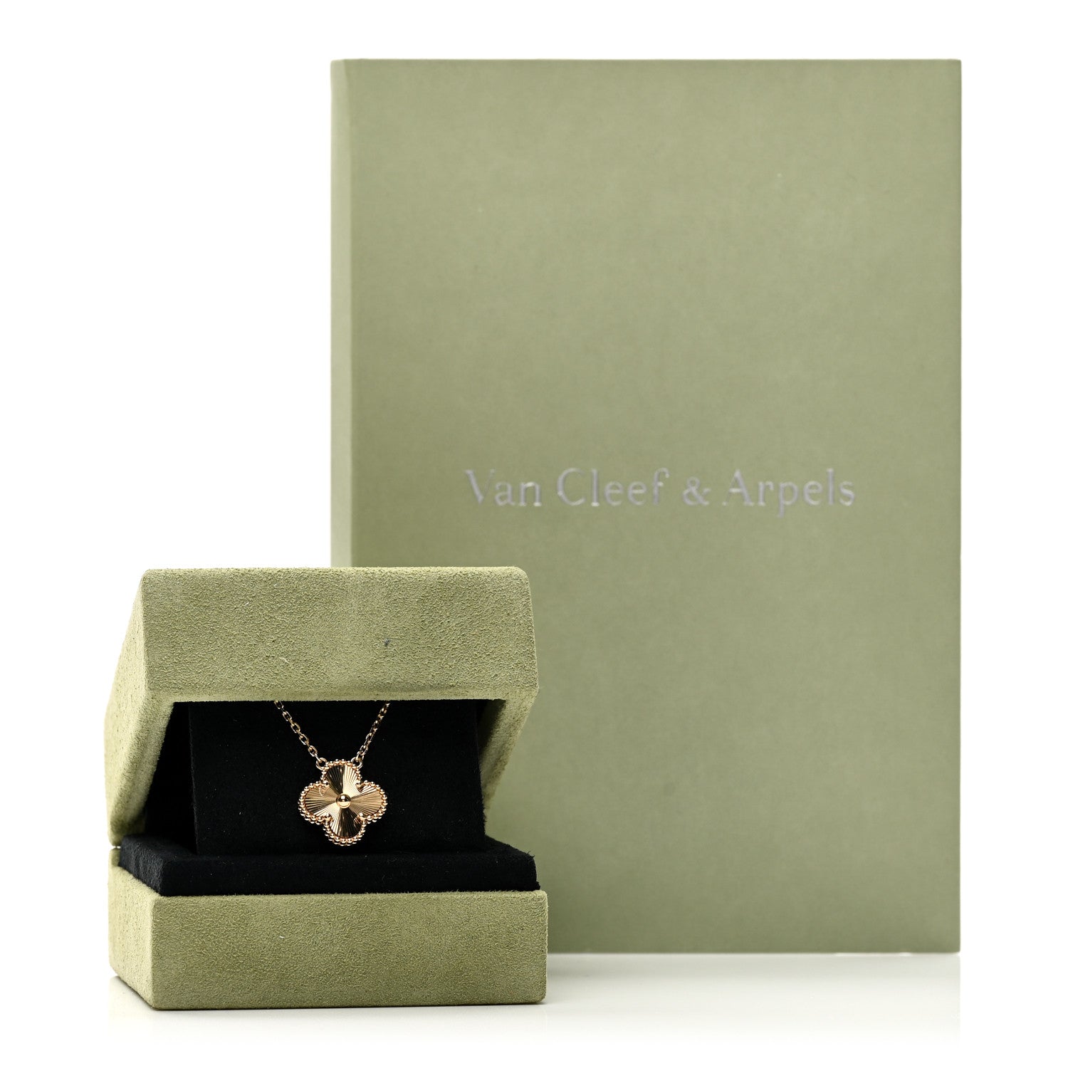 Van Cleef & Arpels 18K Yellow Gold Guilloche Vintage Alhambra Pendant Necklace 6 of 6