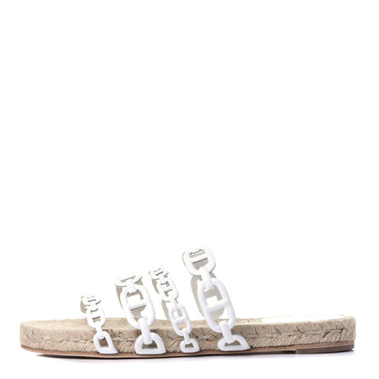 Hermes Nappa Ancone Espadrille Sandals 37 White Naturel 1 of 13