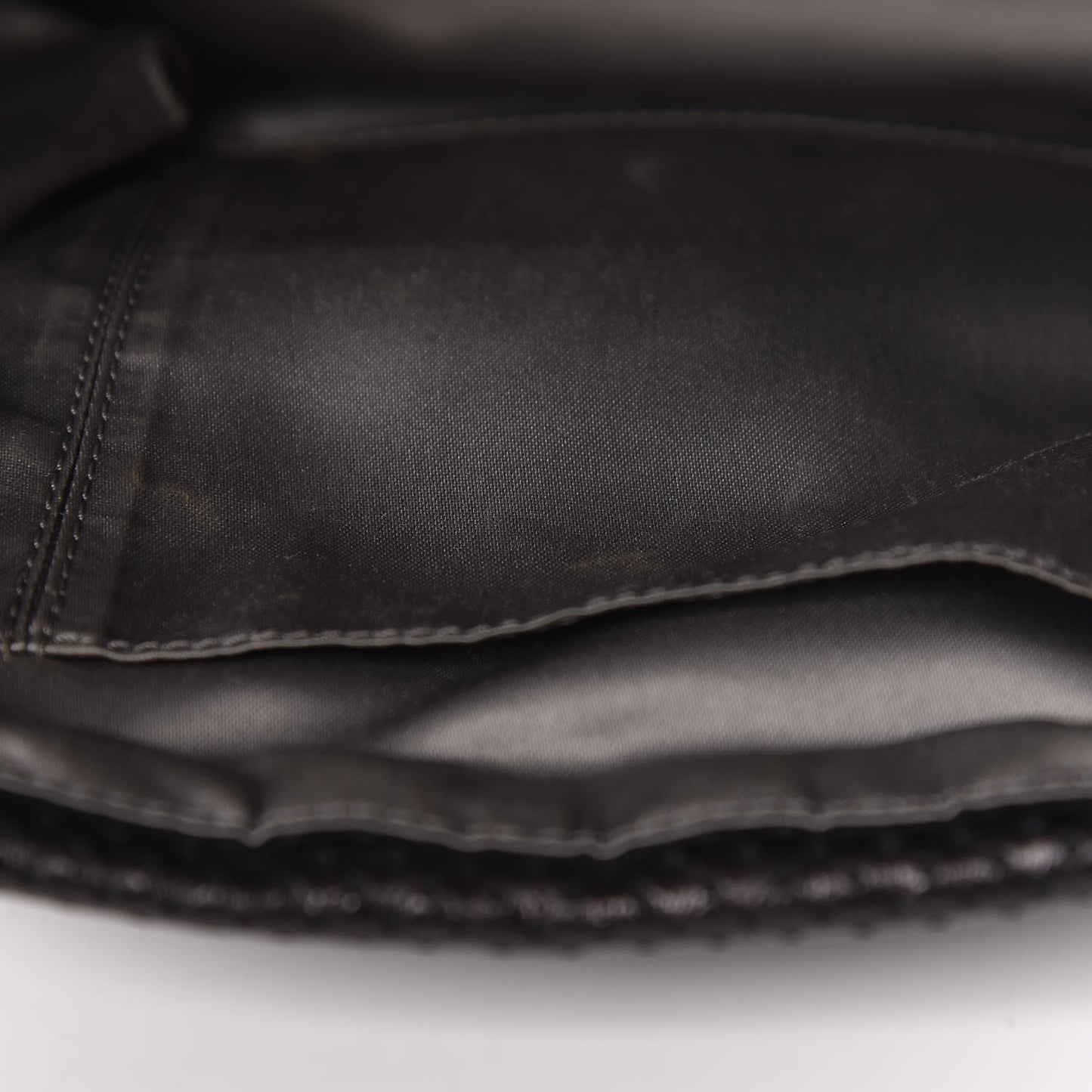 Metallic Crackled Calfskin Large Perforated Drill Flap Black