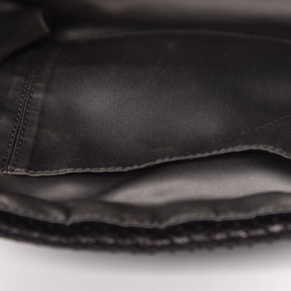Chanel Metallic Crackled Calfskin Large Perforated Drill Flap Black 10 of 14