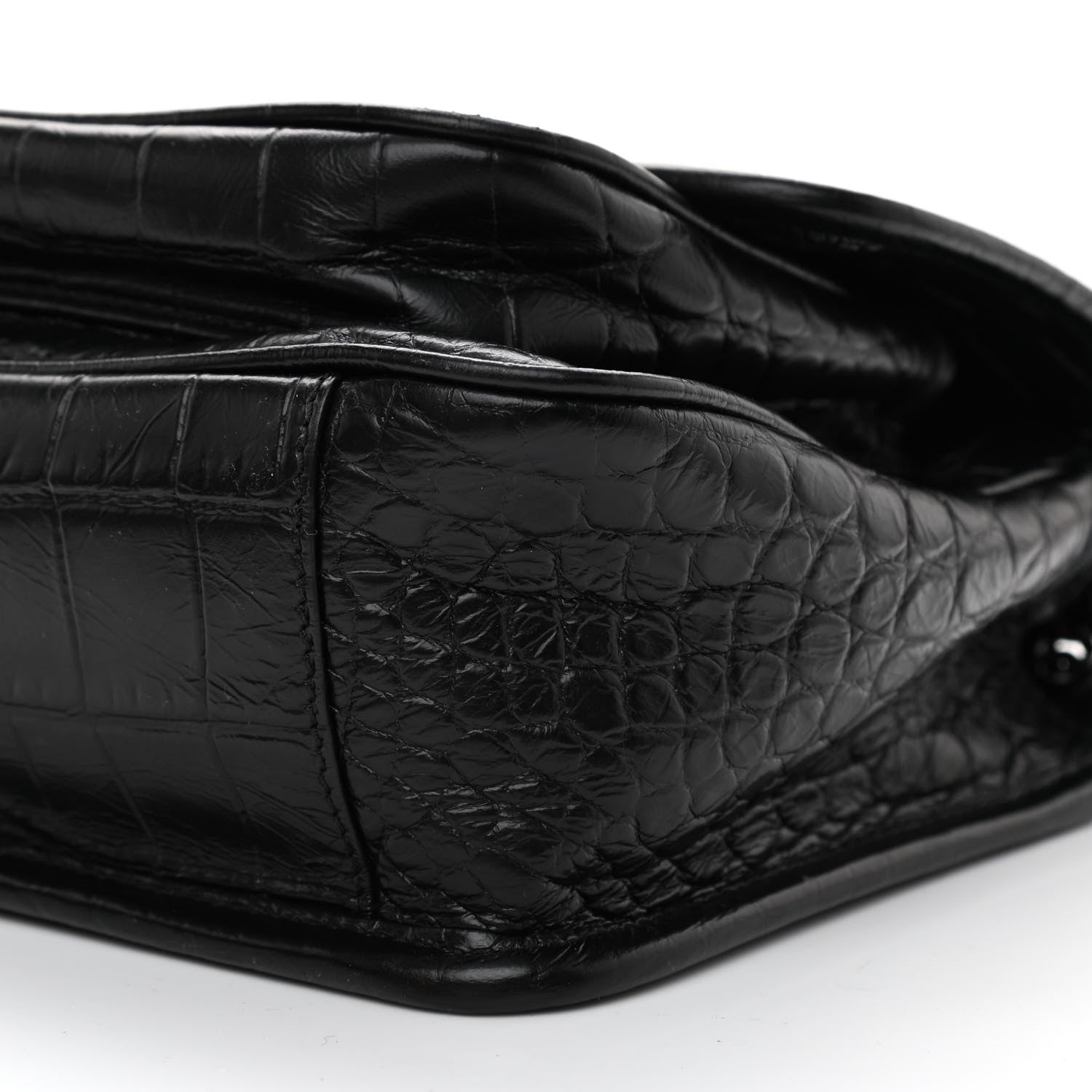 Saint Laurent Calfskin Crocodile Embossed Matelasse Monogram Baby Niki Chain Satchel Black 8 of 8