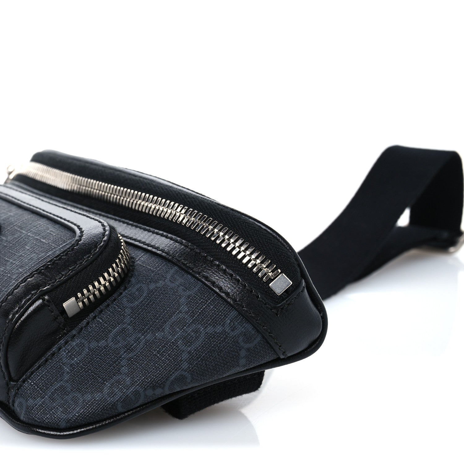 Gucci GG Supreme Monogram Textured Calfskin Retro Interlocking G Belt Bag Black 10 of 11