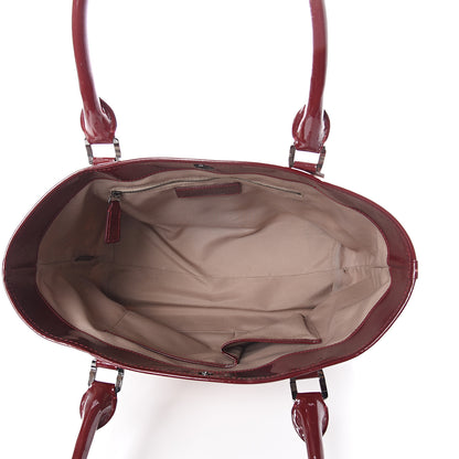 Burberry Patent Supernova Check Stars Medium Nickie Landscape Tote Berry Red 4 of 8