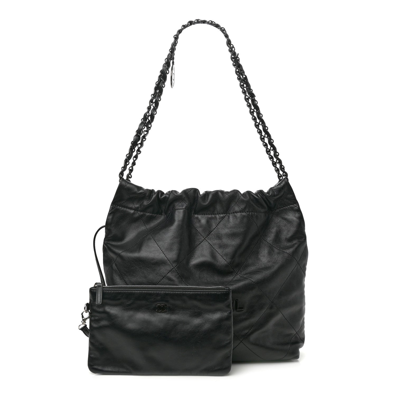 Chanel Shiny Calfskin Quilted Small Chanel 22 So Black 3 of 11