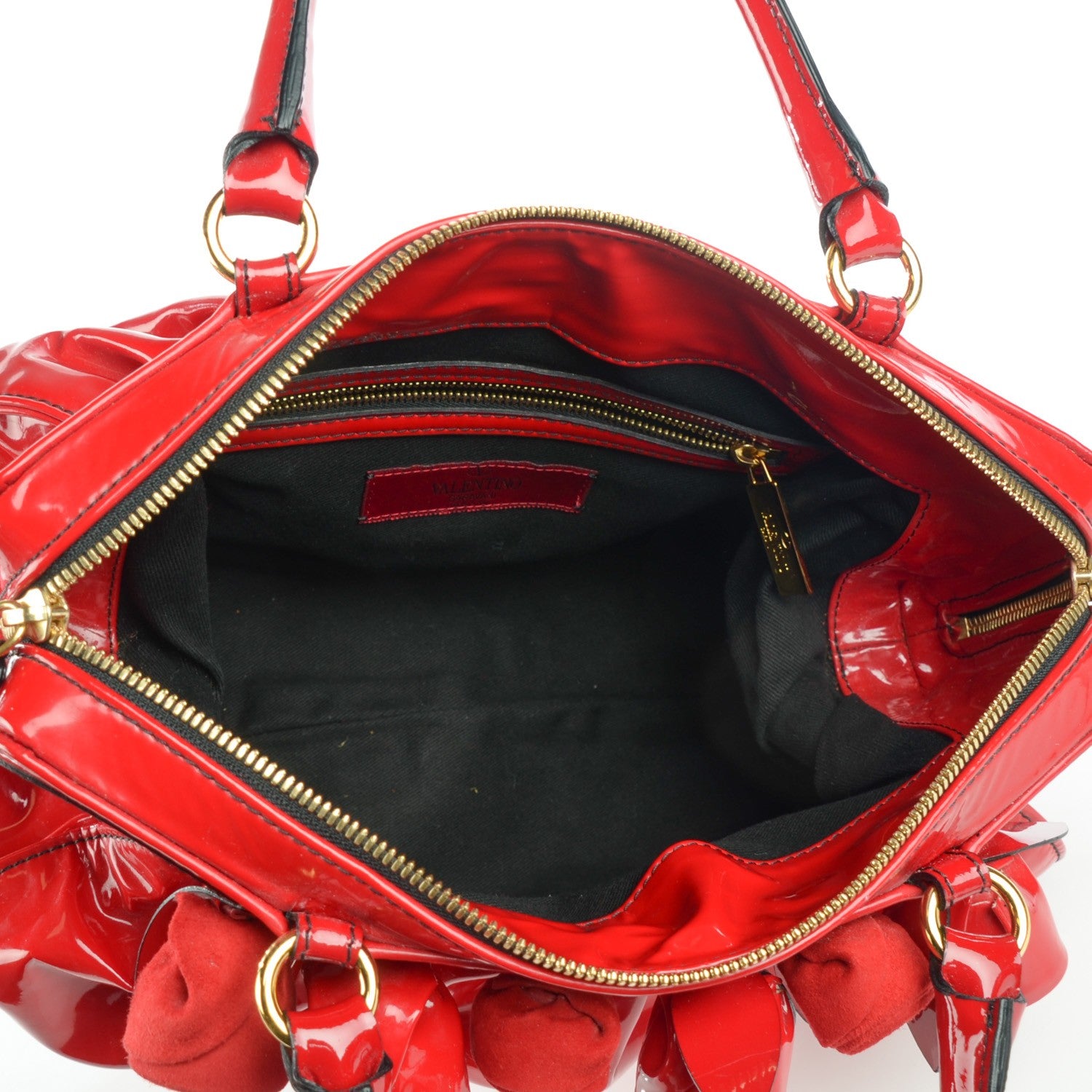 Valentino Garavani Coated Canvas Lacca Fleur Satchel Red 5 of 9
