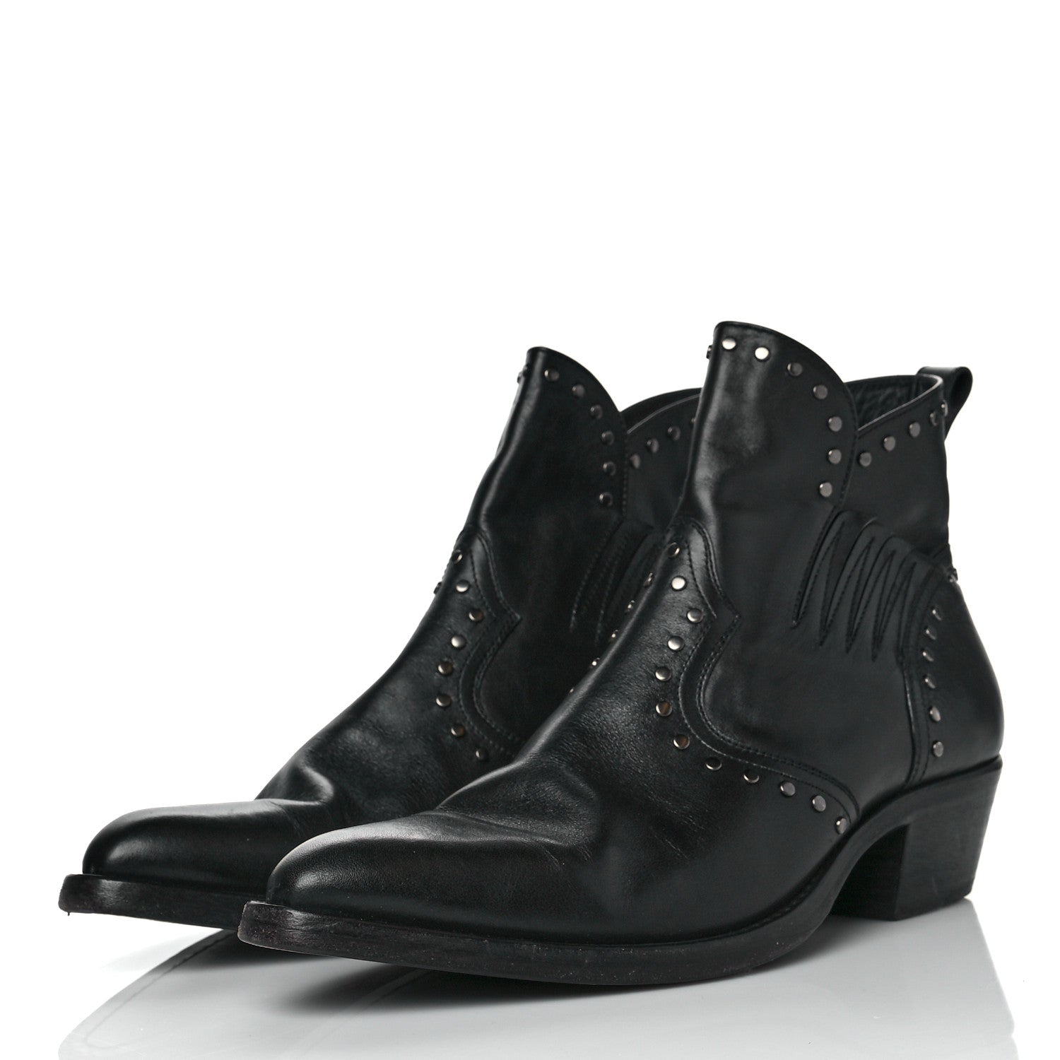 Saint Laurent Leather Dakota 50 Stud Bootie 42 Black 3 of 9