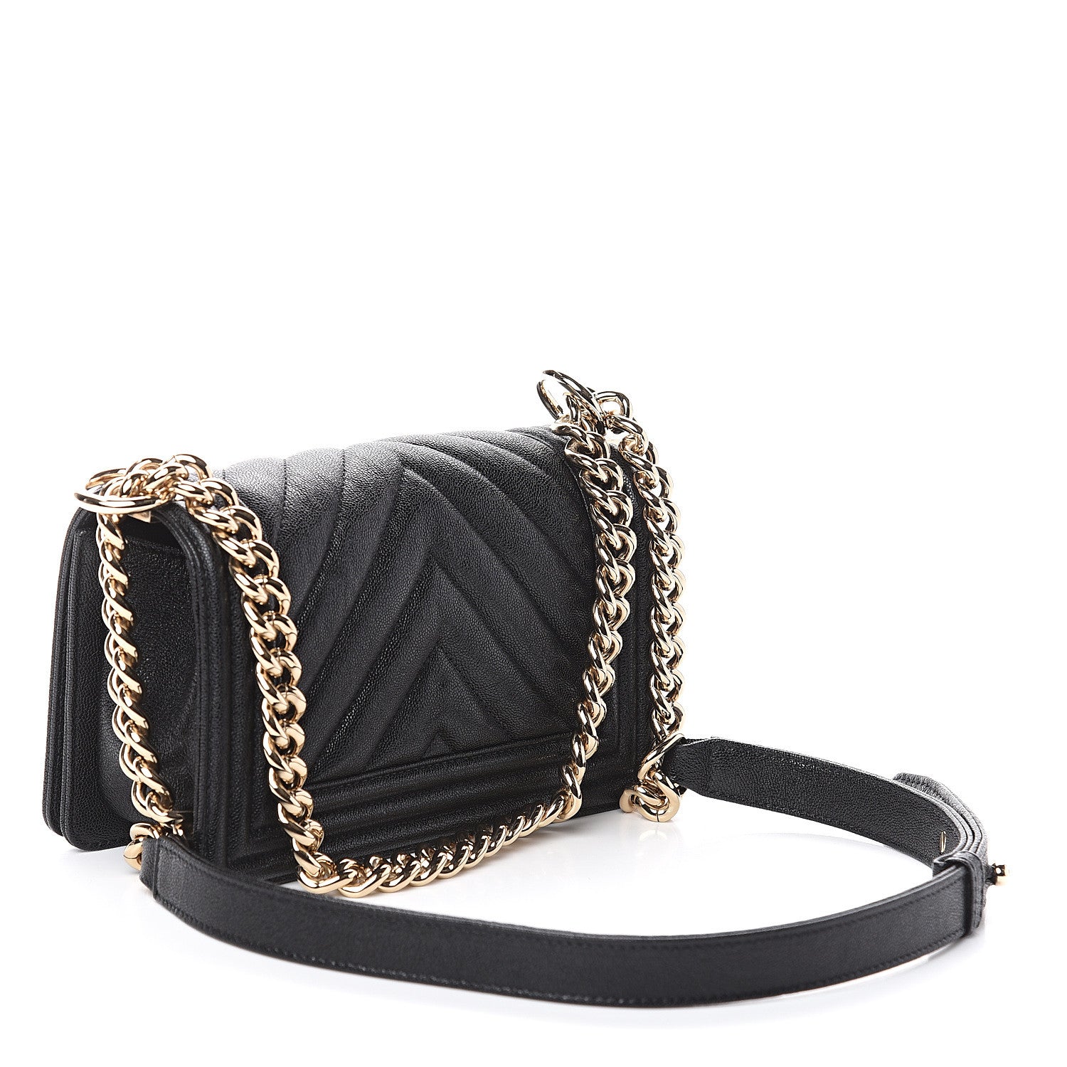 Chanel Caviar Chevron Quilted Small Boy Flap Black 2 of 8
