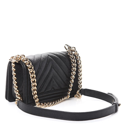 Chanel Caviar Chevron Quilted Small Boy Flap Black 2 of 8