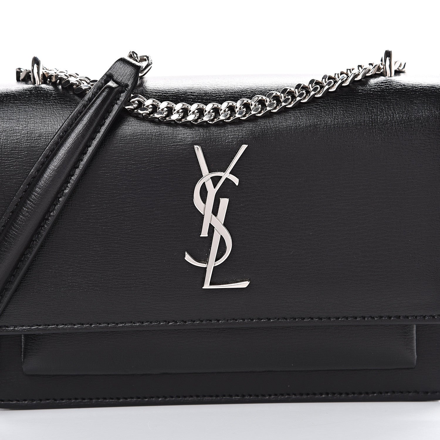 Saint Laurent Calfskin Monogram Sunset Chain Wallet Black 7 of 10