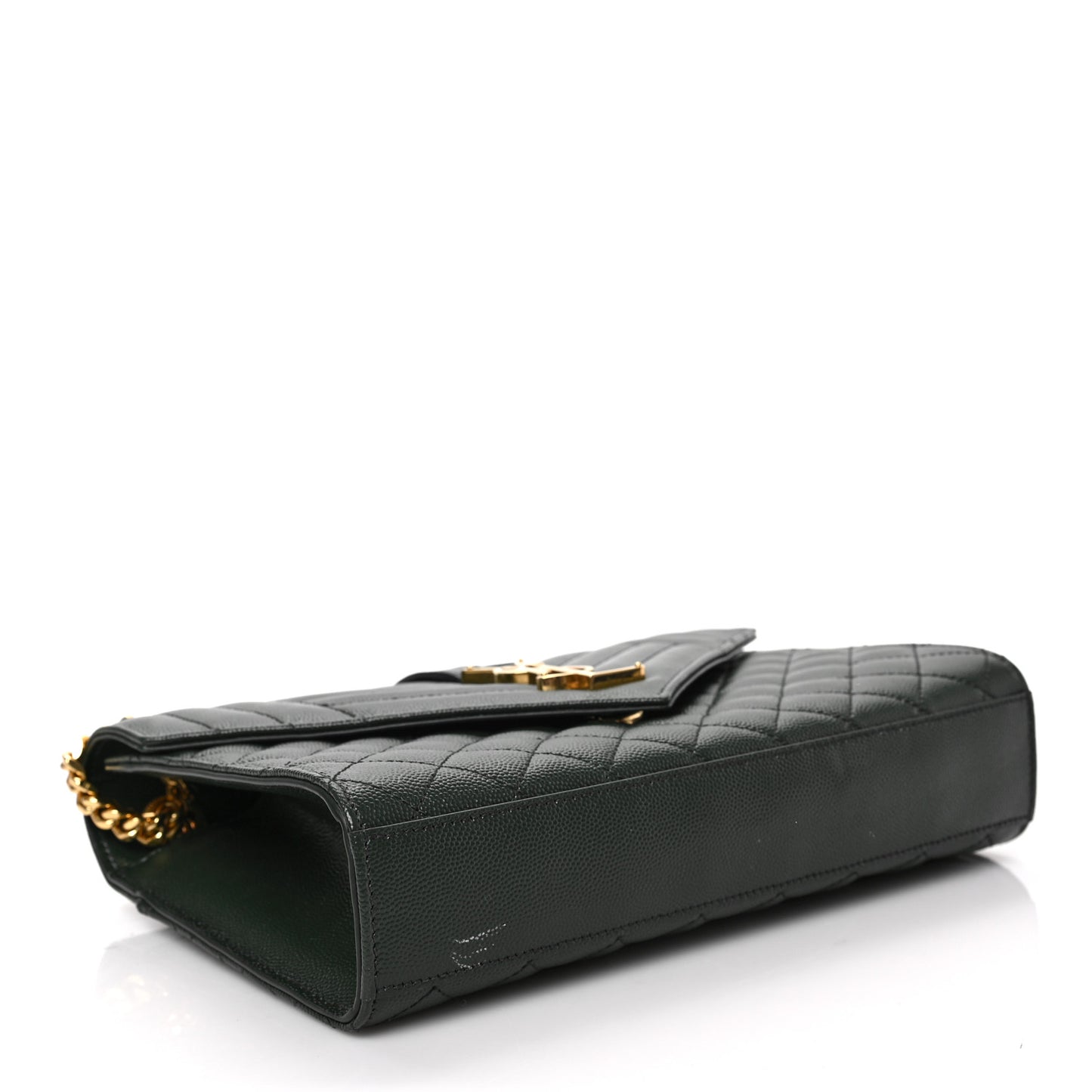 Grain De Poudre Textured Mixed Matelasse Medium Triquilt Monogram Satchel Vert Fonce