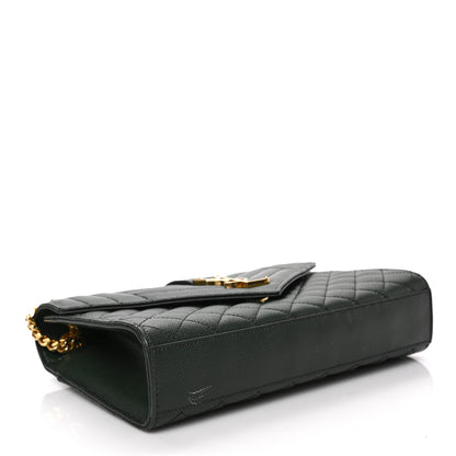 Saint Laurent Grain De Poudre Textured Mixed Matelasse Medium Triquilt Monogram Satchel Vert Fonce 4 of 8
