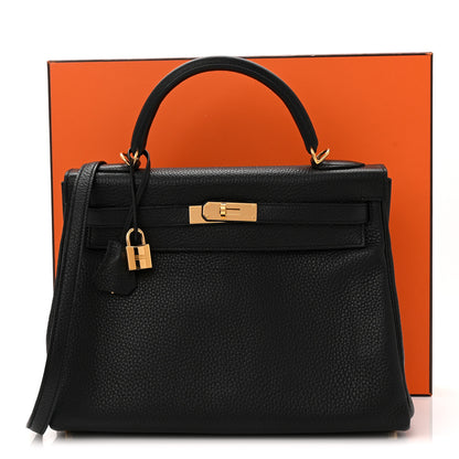 Hermes Taurillon Clemence Kelly Retourne 32 Black 11 of 11