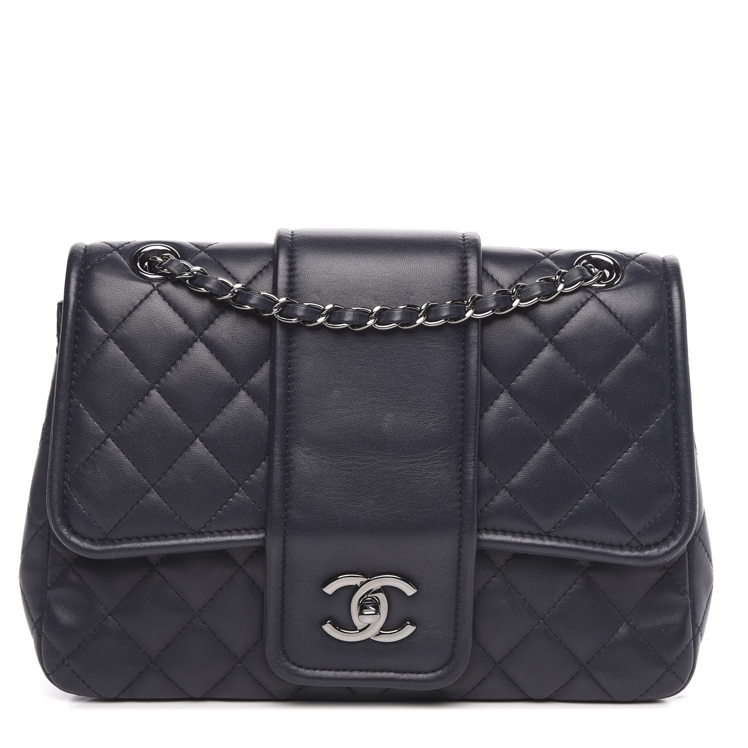 Chanel Lambskin Quilted Elementary Chic Flap Navy 1 of 13