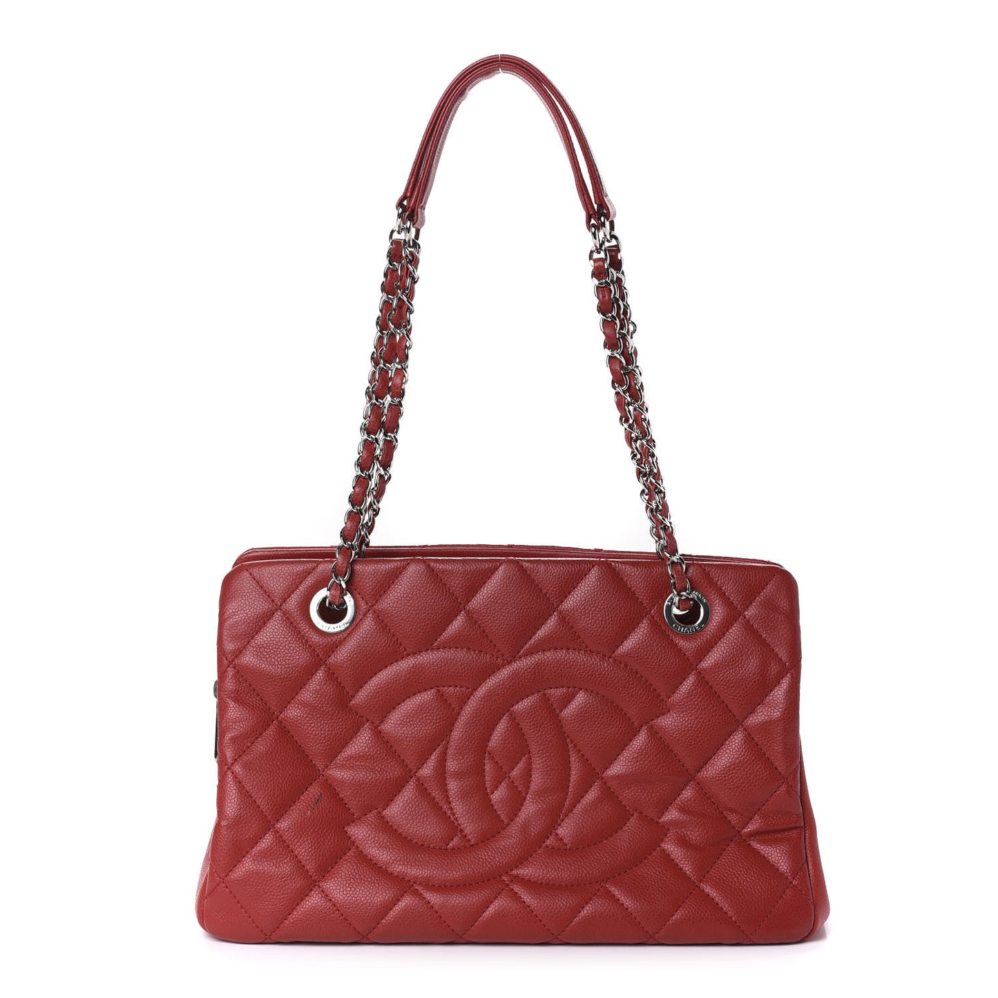 Caviar Quilted Timeless CC Shopping Tote Red