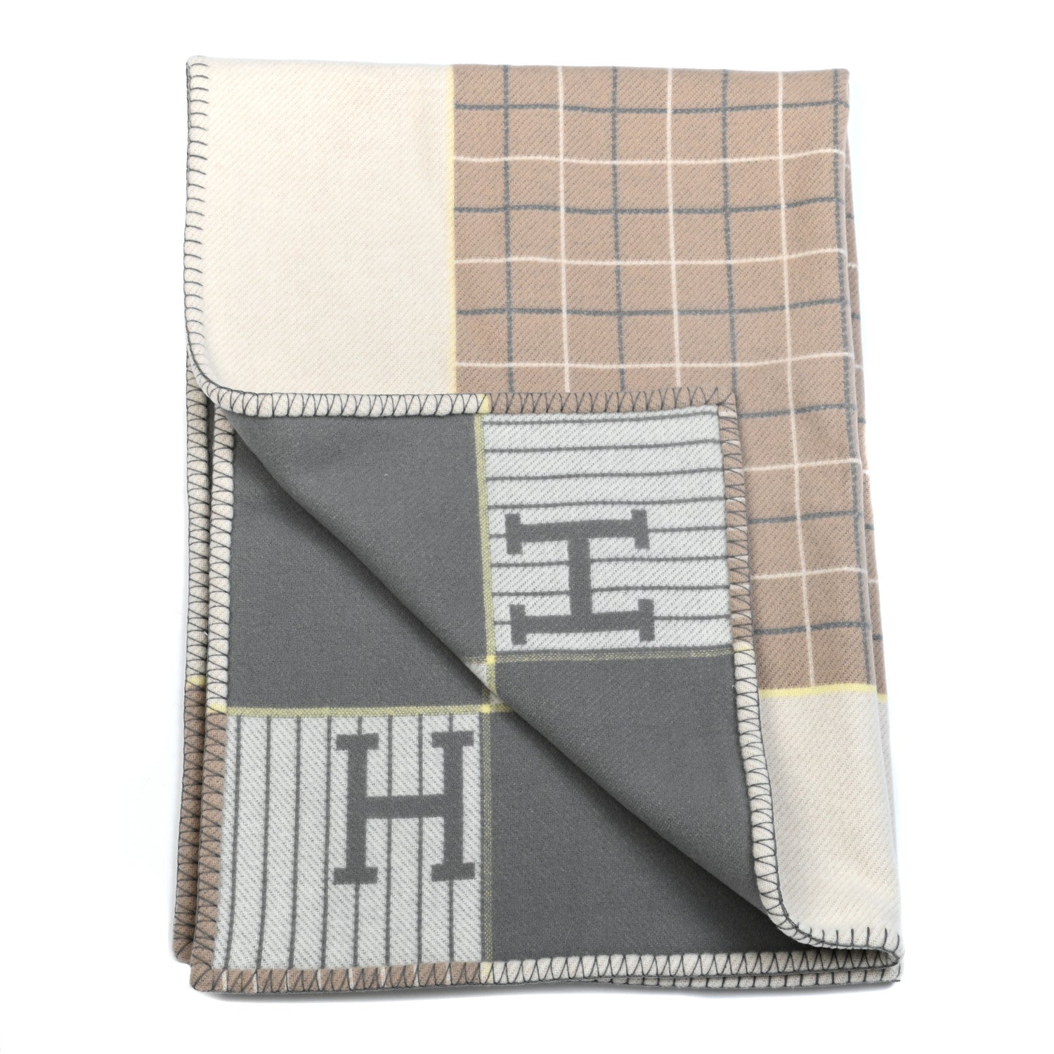 Hermes Wool Cashmere Avalon Passe-Passe Blanket Naturel 2 of 4