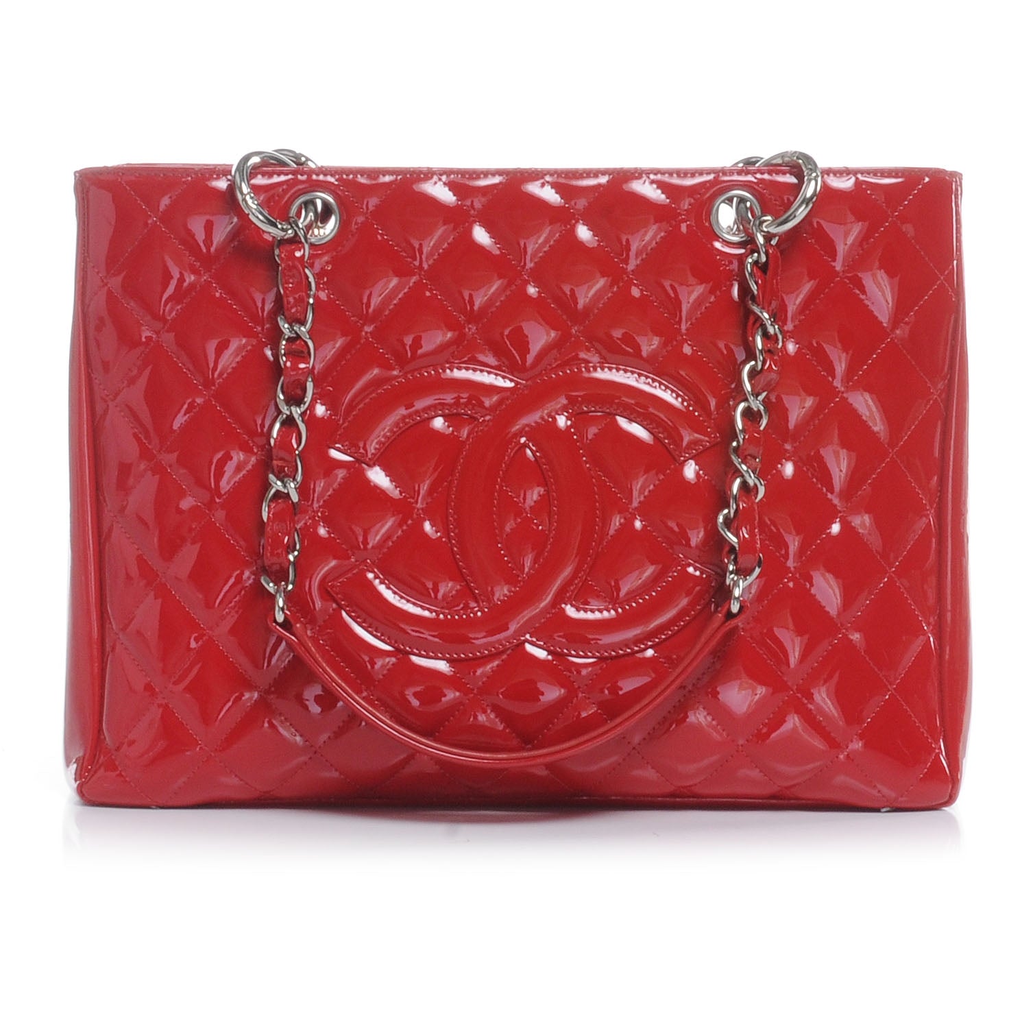 Chanel Patent Grand Shopping Tote GST Red 1 of 7